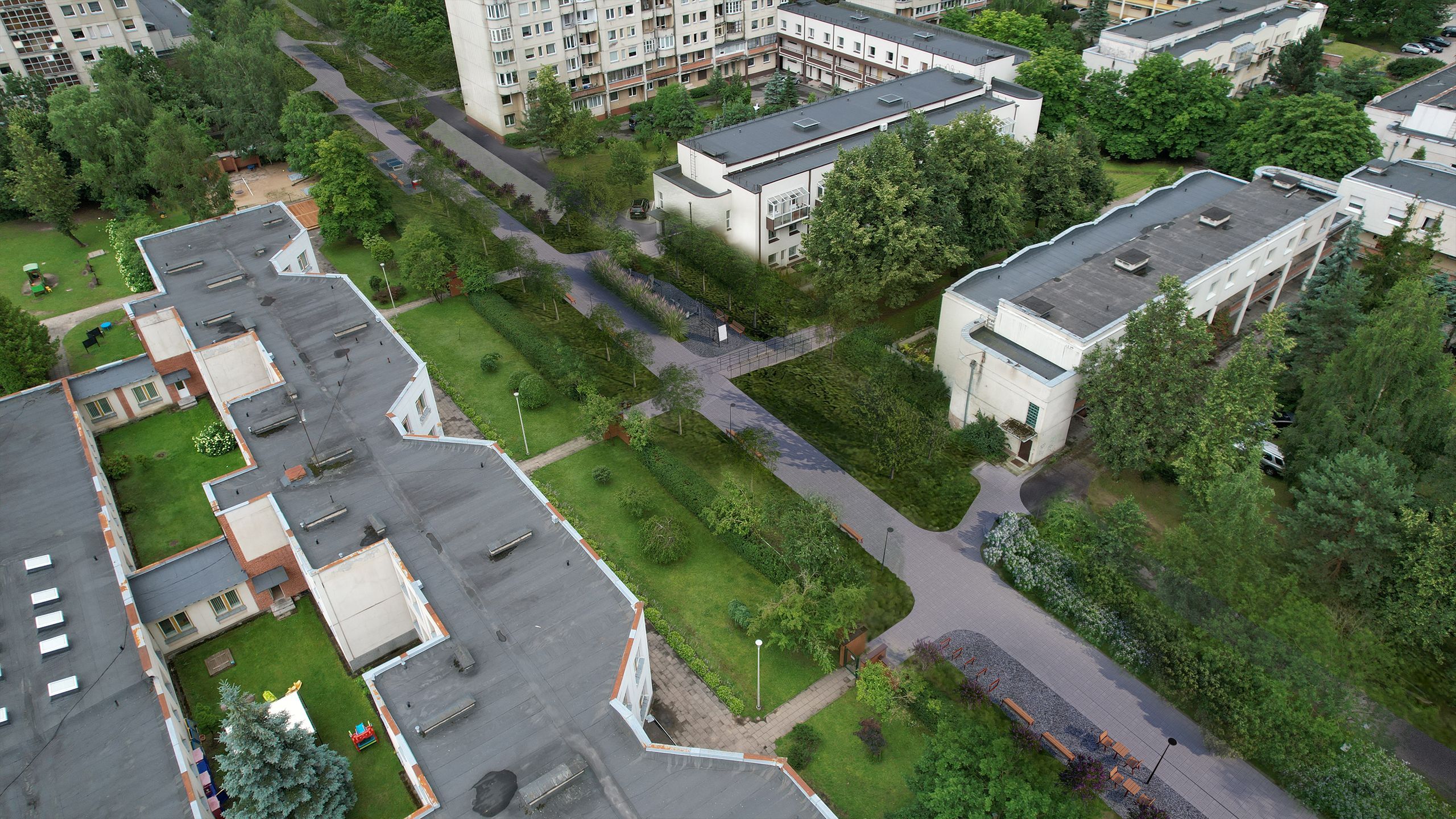 Ugnijos Skveras Ir Čikagos Alėja 2. Vilniaus Vystymo Kompanijos Vizualizacija