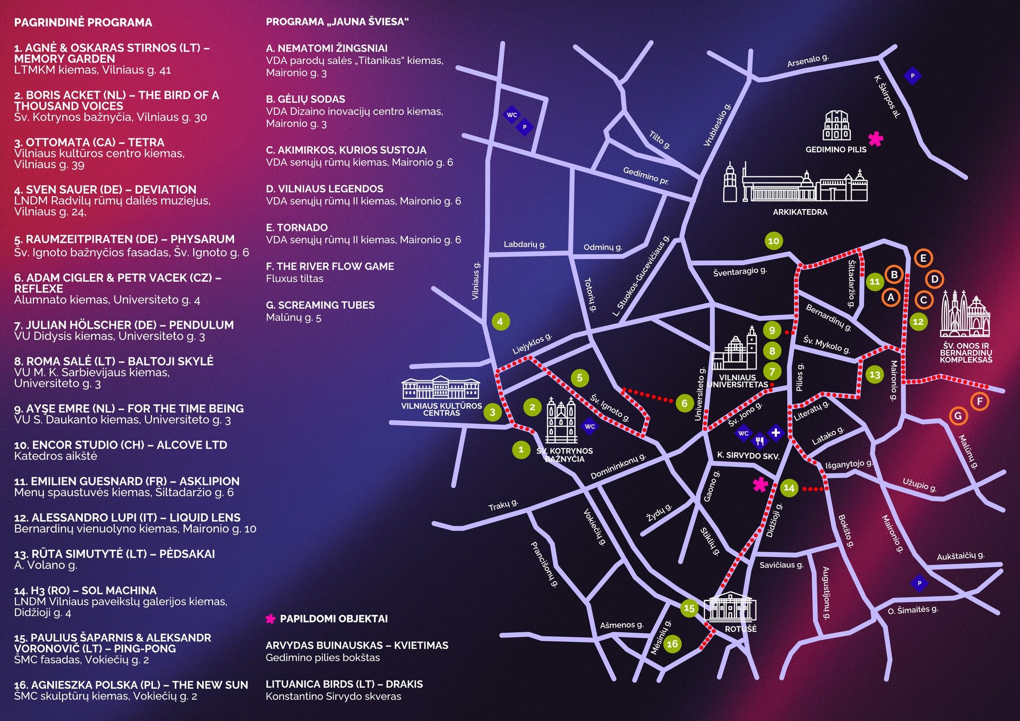 Vilniaus Šviesų Festivalio 2026 Žemėlapis